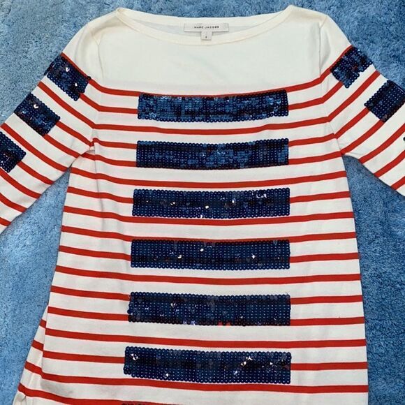 Marc Jacobs Striped Sequin Pullover Knit Top - Picture 7 of 10